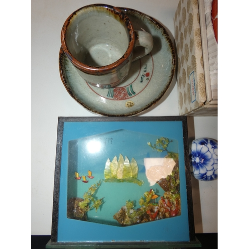 251 - Group of modern Chinese and Oriental wares to include a pair of Japanese cups, boxed set of health b... 