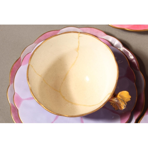 204 - Aynsley B1791 floral pattern forty piece part tea set with butterfly handles. (40)