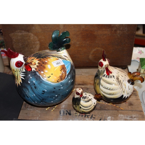 Three rocking roosters by Galla. (3)