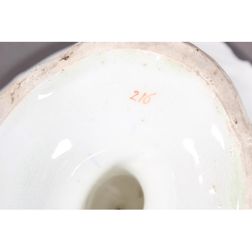 207 - English porcelain comport having central vignette with landscape scene figures in a rowing boat befo... 