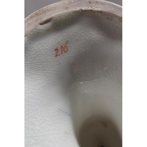 207 - English porcelain comport having central vignette with landscape scene figures in a rowing boat befo... 