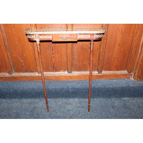 466 - Modern French antique style mahogany pier table of small proportions having ormolu style metal galle... 