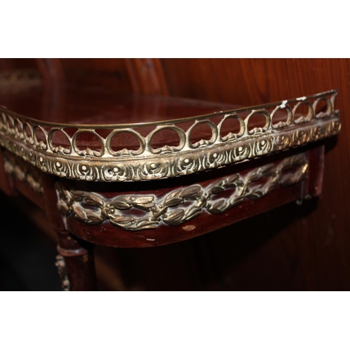 466 - Modern French antique style mahogany pier table of small proportions having ormolu style metal galle... 