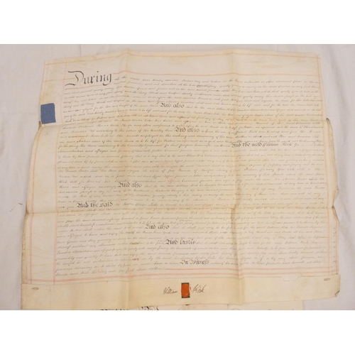 102 - Manuscript Indentures.&nbsp;Indenture, 1672, between William Browne, Woodmonger and Thomas Grayson, ... 
