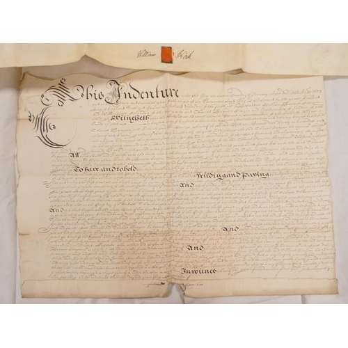 102 - Manuscript Indentures.&nbsp;Indenture, 1672, between William Browne, Woodmonger and Thomas Grayson, ... 