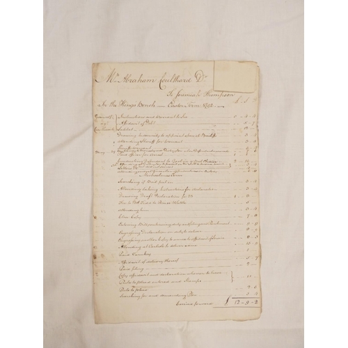 104 - 18th Cent. Lawyers Statement of Account.&nbsp;2 leaves of a folded folio sheet. From H. Crosthwaite&... 