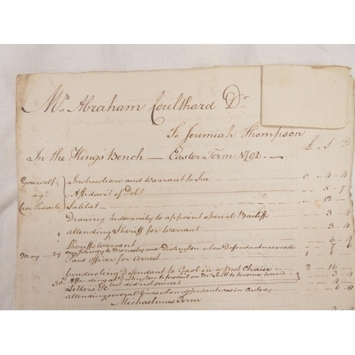 104 - 18th Cent. Lawyers Statement of Account.&nbsp;2 leaves of a folded folio sheet. From H. Crosthwaite&... 