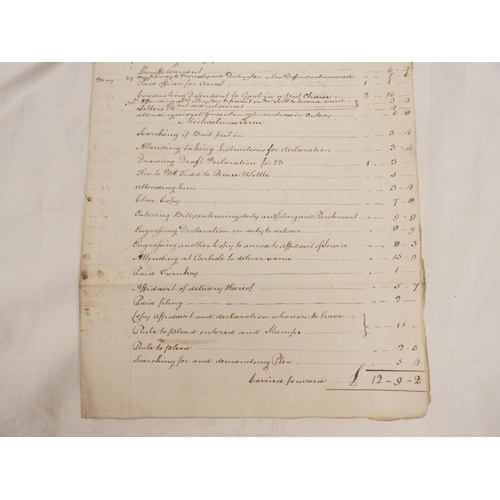 104 - 18th Cent. Lawyers Statement of Account.&nbsp;2 leaves of a folded folio sheet. From H. Crosthwaite&... 