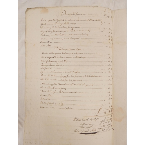 104 - 18th Cent. Lawyers Statement of Account.&nbsp;2 leaves of a folded folio sheet. From H. Crosthwaite&... 