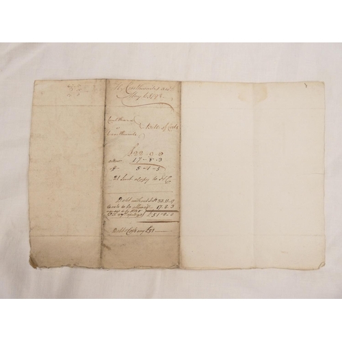 104 - 18th Cent. Lawyers Statement of Account.&nbsp;2 leaves of a folded folio sheet. From H. Crosthwaite&... 