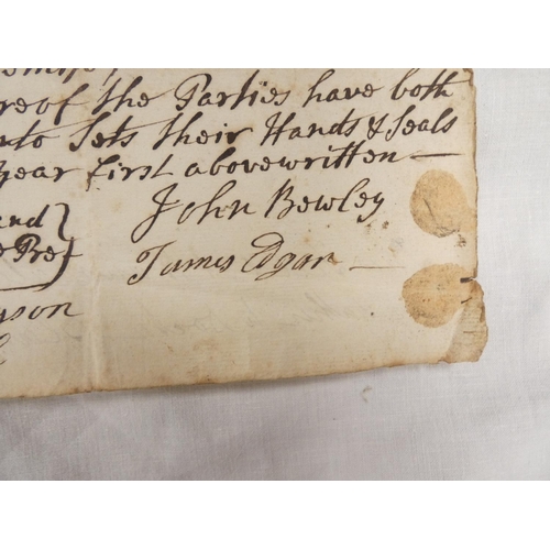 105 - 18th Cent. Manuscript Lease, ref. Land at Hawksdale, Cumberland.&nbsp;Both sides of a folio sheet wr... 