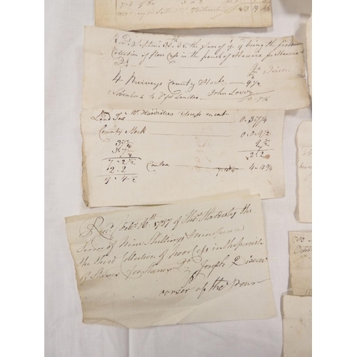 106 - Stanwix Parish, Carlisle, 18th Cent. tithes etc.&nbsp;14 manuscript bills and receipts for tithes an... 