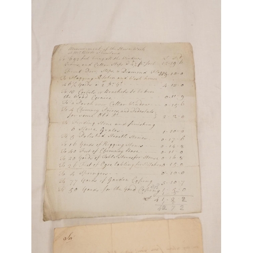 107 - Plumbland, Cumberland.&nbsp;&nbsp;Single manuscript leaf, Measurements of the Hewn Work at Mr. Birds... 