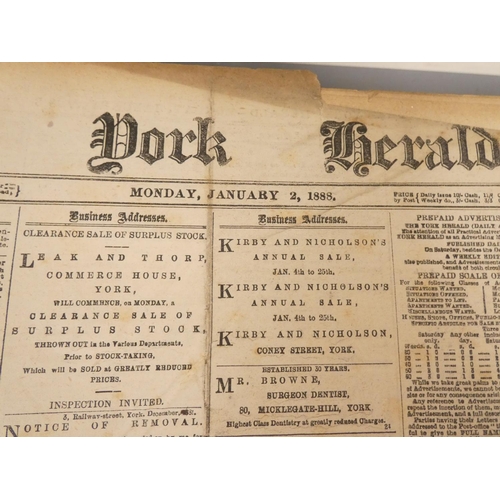 11 - <strong>THE YORK HERALD.  </strong>Bound vols. of this newspaper for January to March 1888 & Jan...