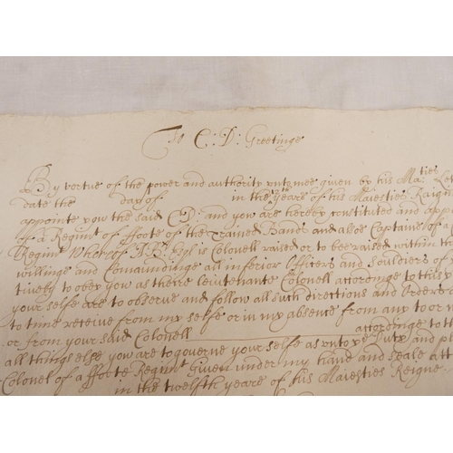 110 - English Civil War - Manuscript templates for appointing officers to command Royalist forces.  Two fo... 