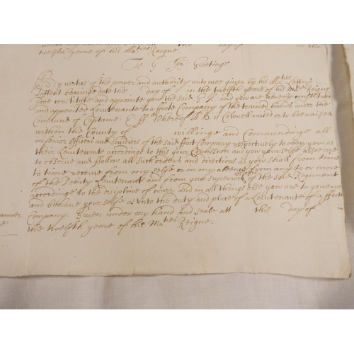 110 - English Civil War - Manuscript templates for appointing officers to command Royalist forces.  Two fo... 