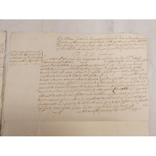 110 - English Civil War - Manuscript templates for appointing officers to command Royalist forces.  Two fo... 