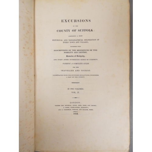 21 - <strong>LONGMAN, HURST (Pubs).&nbsp;&nbsp;</strong>Excursions in the County of Suffolk. 2 vols. Eng....