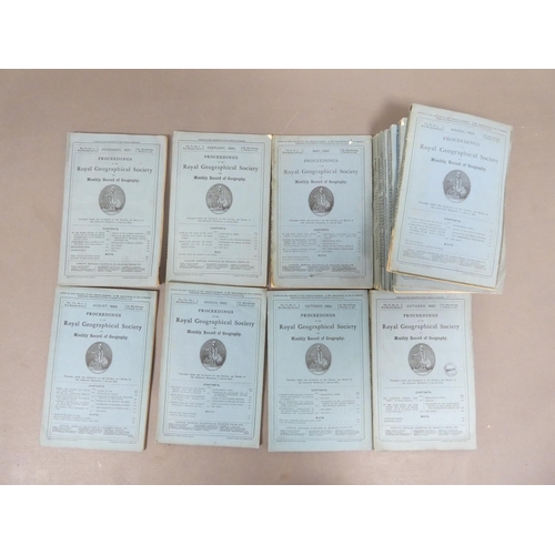 26 - <strong>ROYAL GEOGRAPHICAL SOCIETY.&nbsp;&nbsp;</strong>Proceedings. Collection of 19 in orig. wrapp...