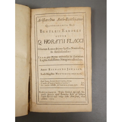 37 - <strong>NOTTINGHAM IMPRINT.  </strong>Richard Johnson, Aristarchus Anti-Bentleianus ... Bentleii Err...