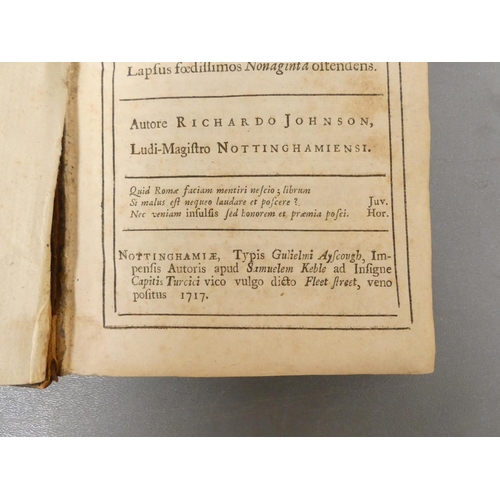 37 - <strong>NOTTINGHAM IMPRINT.  </strong>Richard Johnson, Aristarchus Anti-Bentleianus ... Bentleii Err...