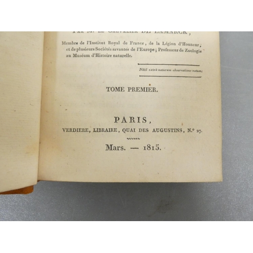 40 - <strong>DE LAMARCK J.B.P.A.&nbsp;&nbsp;</strong>Histoire Naturelle des Animeaux Sans Vertebres. 7 vo...