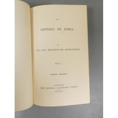 41 - <strong>ELPHINSTONE MOUNTSTUART.  </strong>The History of India. 2 vols. Large fldg. eng. map. Calf,...