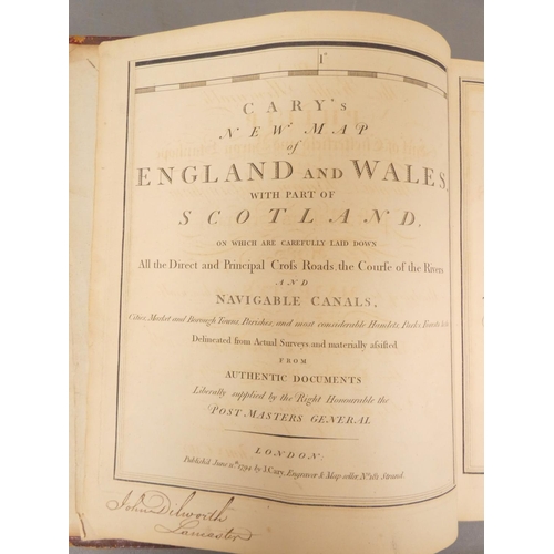 68 - CARY JOHN.  New Map of England & Wales With Part of Scotland. Quarto atlas with eng. titles, han... 