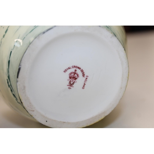 208 - Royal Crown Derby porcelain ginger jar and cover with hand painted sailing boat scene, 20cm tall and... 