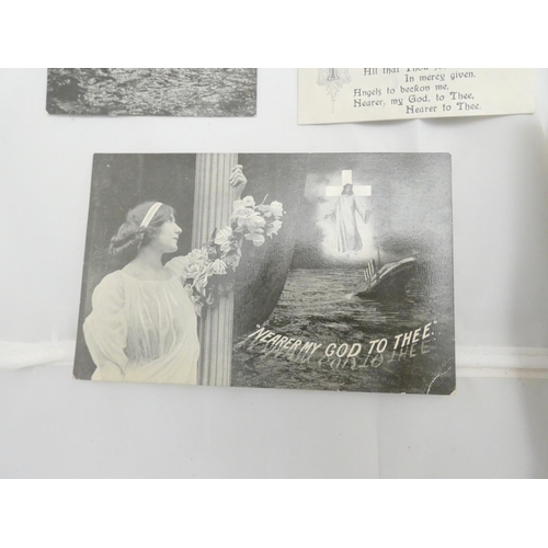 111 - TITANIC COMMEMORATIVE POSTCARDS.&nbsp;&nbsp;Set of 6 postcards commemorating the Titanic disaster, p... 