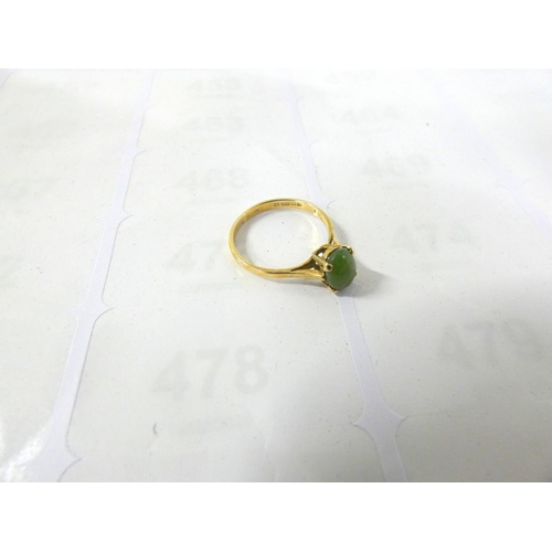 106 - 9ct gold green stone dress ring.