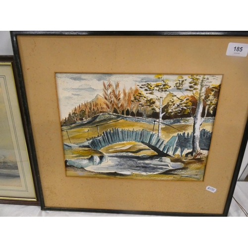 185 - Two landscape watercolours, one by Alan Brown, the other unsigned.