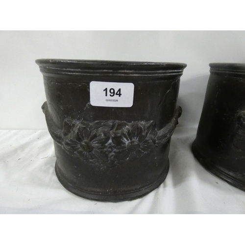 194 - Pair of small antique lead planters.