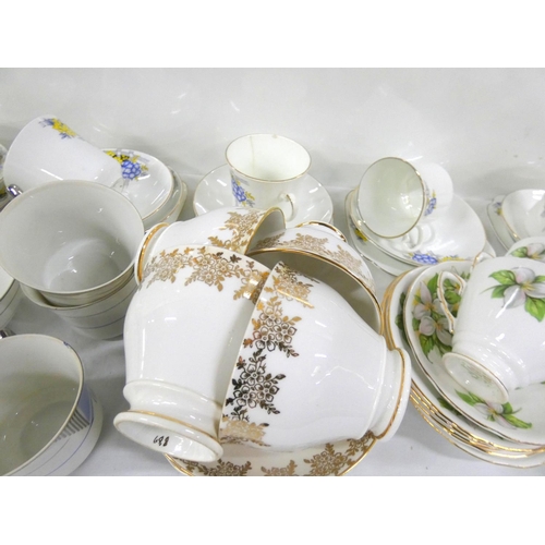 215 - Large collection of vintage teaware to include Colclough and Royal Stafford.