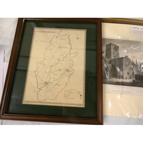 199 - Large collection of pictures to include map, Ullswater watercolour etc.