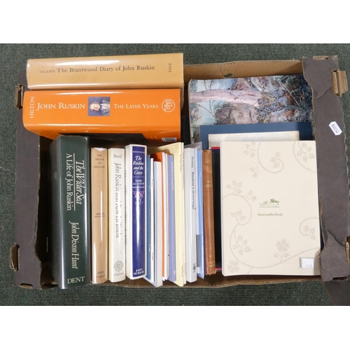 115 - RUSKIN JOHN.&nbsp;&nbsp;A large carton of Ruskin & related biographies, various exhibition catal... 