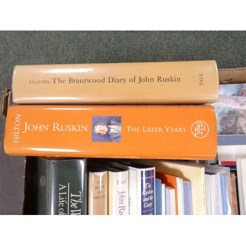 115 - RUSKIN JOHN.&nbsp;&nbsp;A large carton of Ruskin & related biographies, various exhibition catal... 