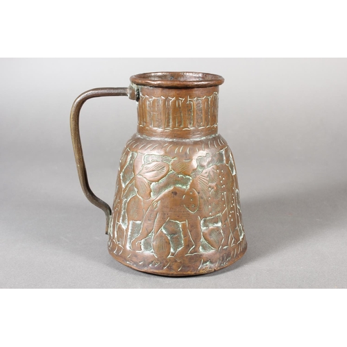 3 - Middle eastern cooper vessel or jug with repousse decoration.