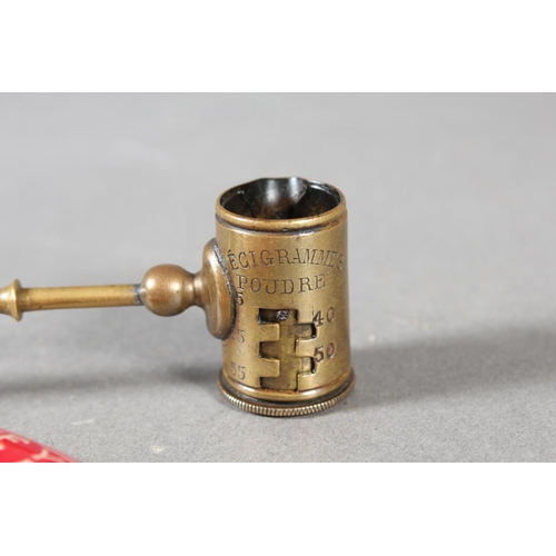 5 - Antique French shot & powder measure and a hand mirror - Whiting-Adams Brushes, Boston USA.