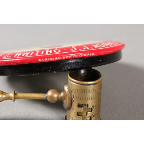 5 - Antique French shot & powder measure and a hand mirror - Whiting-Adams Brushes, Boston USA.