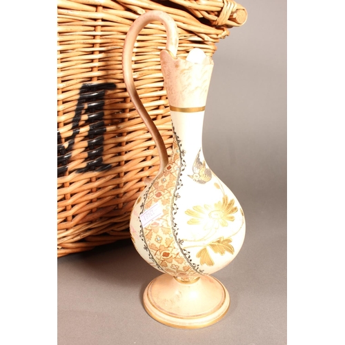 9 - Fortnum & Mason wicket basket and a Veloutino pottery ewer (a/f).