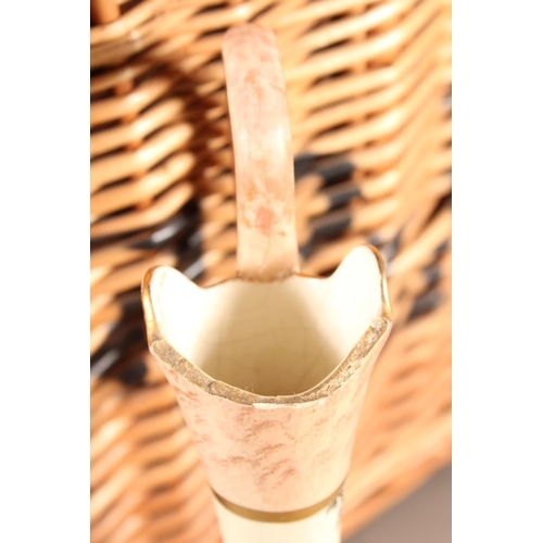 9 - Fortnum & Mason wicket basket and a Veloutino pottery ewer (a/f).