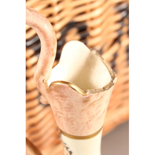 9 - Fortnum & Mason wicket basket and a Veloutino pottery ewer (a/f).