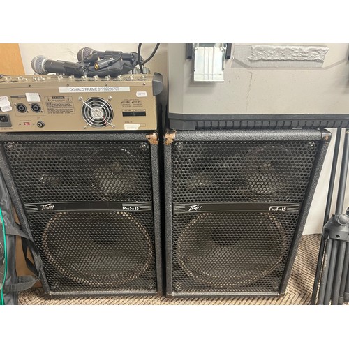 Music system comprising of two Peavey ProSys 15 floor speakers and ...