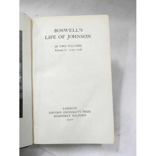 192 - BOSWELL JAMES.&nbsp;&nbsp;Life of Johnson. 2 vols. Frontis & fldg. plate. Good half calf. Oxford... 