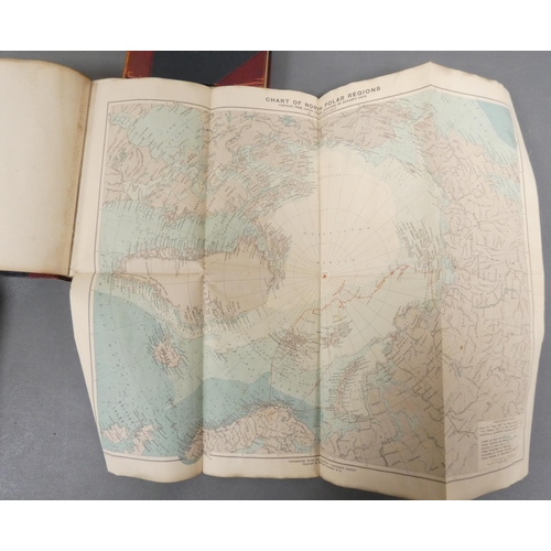 74 - NANSEN F.  Farthest North. 2 vols. Fldg. linen map, plates (one in colour) & text illus. Rubbed ... 