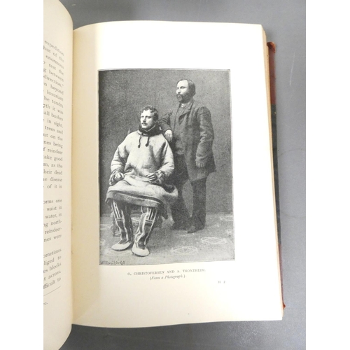 74 - NANSEN F.  Farthest North. 2 vols. Fldg. linen map, plates (one in colour) & text illus. Rubbed ... 
