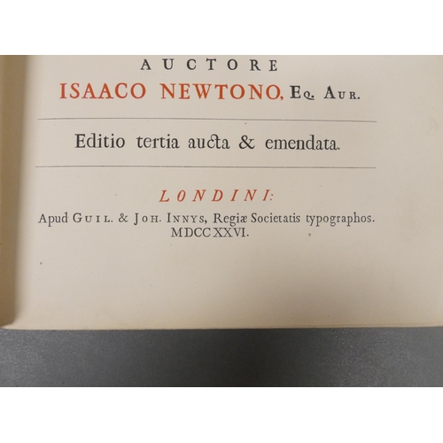 87 - NEWTON SIR ISAAC.  Principia, reprinted for Sir William Thomson & Hugh Blackburn. Diagrams throu... 