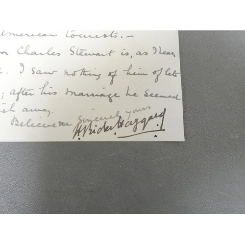 99 - HAGGARD SIR HENRY RIDER.  Manuscript letter, Ditchingham House, Jan. 26 1925 to Colonel Rogerson (of... 