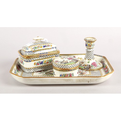 Copeland Spode dressing table set comprising powder dish, candle stick, etc